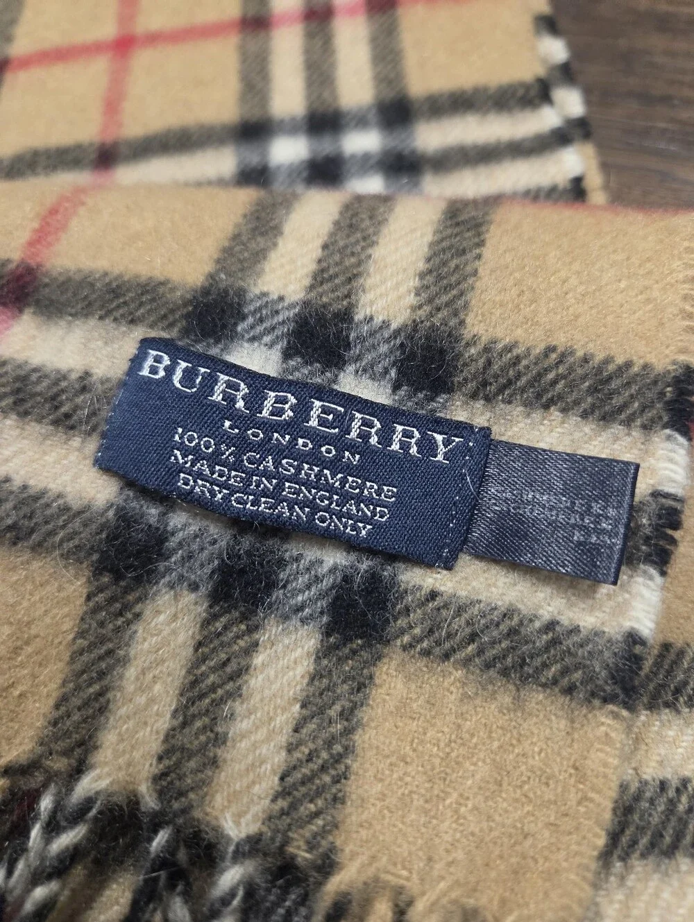 Authentic Burberry London 100% Cashmere Classic Nova Check Fringe Scarf Made in